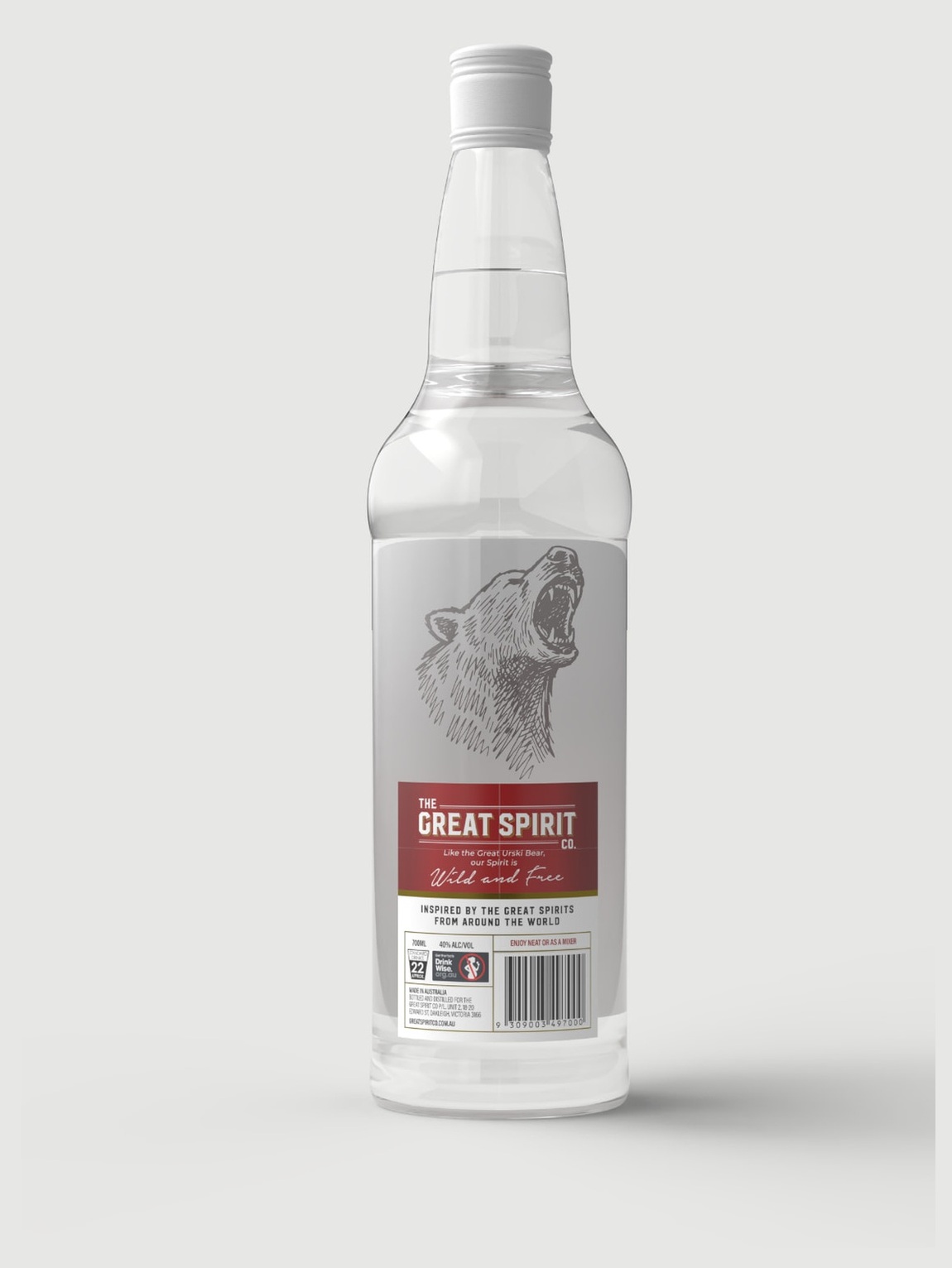 Back label of The Great Spirit Co. Ussuri Vodka bottle